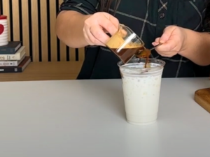 How to Make a Dutch Bros Golden Eagle step Combine the Espresso