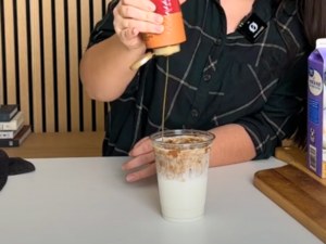 How to Make a Dutch Bros Golden Eagle step Finish with Caramel